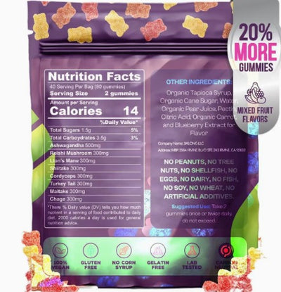 Fungalei™ Organic Mushroom Gummies with Ashwagandha